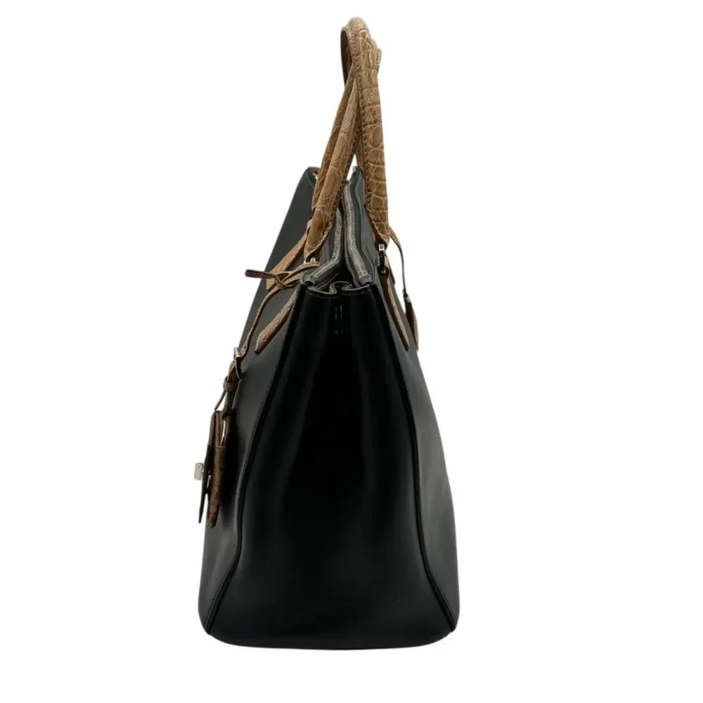 Prada Galleria Double Zip Tote in Nero & Sughero
